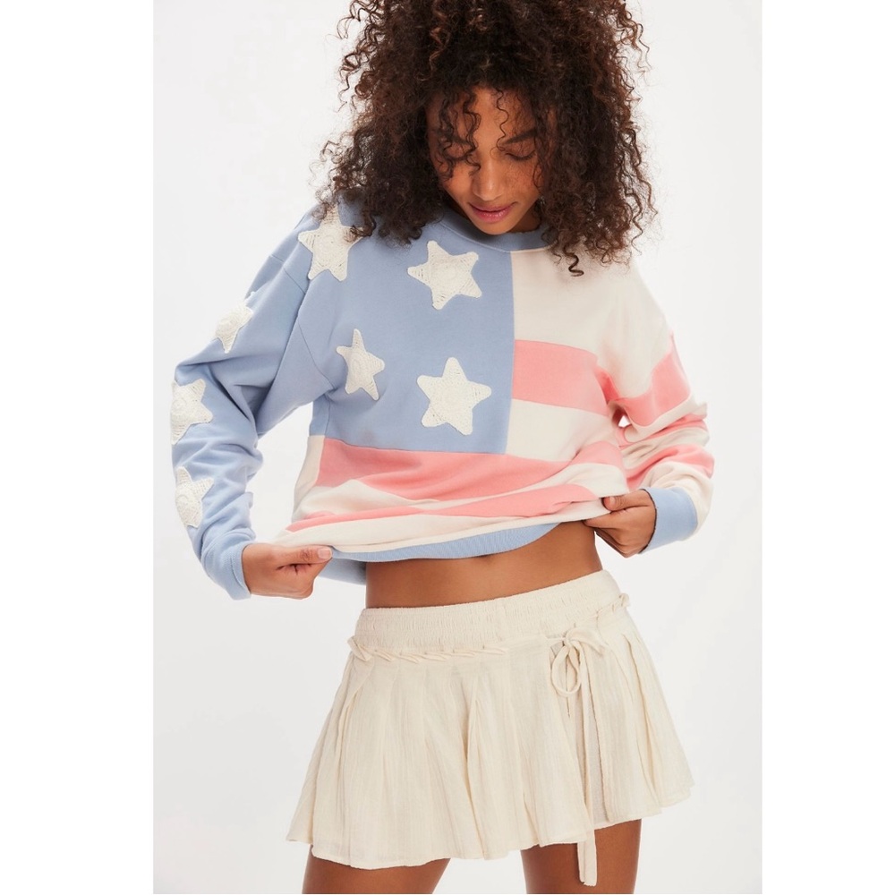 Free People Tricia Fix Stars and Stripes Sweatshirt